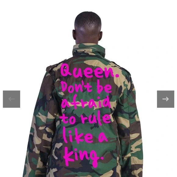 Mess in a bottle Army Jacket “queen don’t be afraid to rule like a king” size M - Picture 7 of 9